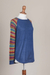Cotton blend sweater, 'Cusco Market in Blue' - Blue Tunic Sweater with Multi Color Patterned Sleeves (image 2e) thumbail
