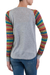 Cotton blend sweater, 'Cusco Market in Ash Grey' - Grey Tunic Sweater with Multi Color Patterned Sleeves (image 2c) thumbail