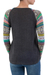 Cotton blend sweater, 'Andean Star in Charcoal' - Dark Grey Long Sweater with Star Pattern Multicolor Sleeves (image 2d) thumbail