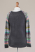 Cotton blend sweater, 'Andean Star in Charcoal' - Dark Grey Long Sweater with Star Pattern Multicolor Sleeves (image 2g) thumbail