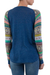 Cotton blend sweater, 'Andean Star in Blue' - Indigo Blue Sweater with Star Pattern Multicolor Sleeves (image 2c) thumbail