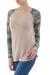 Cotton blend sweater, 'Andean Star in Pale Beige' - Pale Beige Sweater with Star Pattern Multicolor Sleeves (image 2b) thumbail