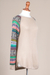 Cotton blend sweater, 'Andean Star in Pale Beige' - Pale Beige Sweater with Star Pattern Multicolor Sleeves (image 2d) thumbail