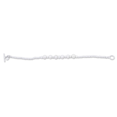 Cultured pearl beaded bracelet, 'Brilliant Enchantment' - Cultured Pearl and Sterling Silver Link Bracelet from Peru