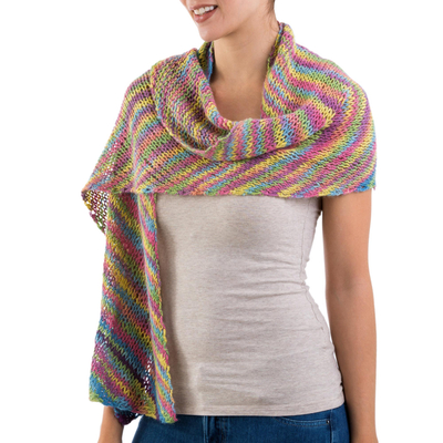 100% alpaca scarf, 'Natural Color' - Naturally Colored Alpaca Wool Scarf by Peruvian Artisans