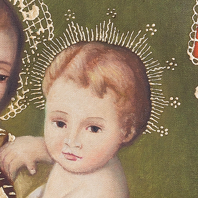 'Saint Joseph and Little Jesus' - Jesus and Joseph Colonial Replica Christian Art from Peru