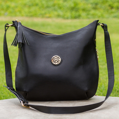 Leather shoulder bag, Chic Andes in Black