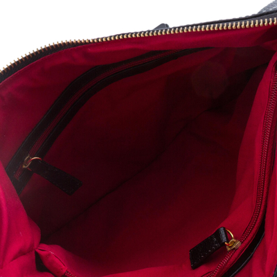 Leather shoulder bag, 'Chic Andes in Black' - Adjustable Leather Shoulder Bag in Black from Peru