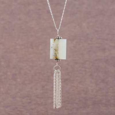 Opal pendant necklace, 'Sweet Star' - Opal and Sterling Silver Pendant Necklace from Peru