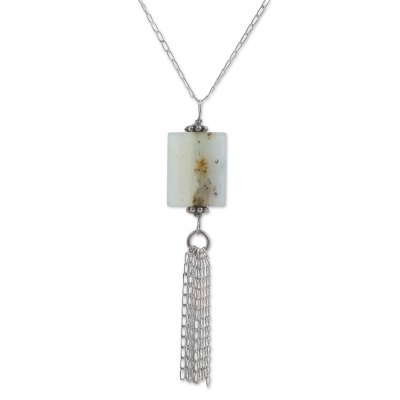 Opal pendant necklace, 'Sweet Star' - Opal and Sterling Silver Pendant Necklace from Peru
