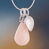 Opal pendant necklace, 'Soft Love' - Opal and Sterling Silver Heart Pendant Necklace from Peru