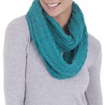 Alpaca blend infinity scarf, 'Fashionable Andes in Teal' - Alpaca Blend Knit Infinity Scarf in Teal from Peru