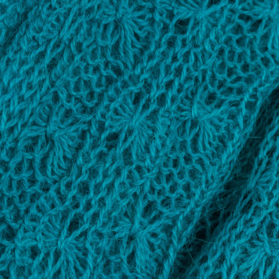 Infinity-Schal aus Alpakamischung - Strick-Infinity-Schal aus Alpaka-Mischgewebe in Blaugrün aus Peru