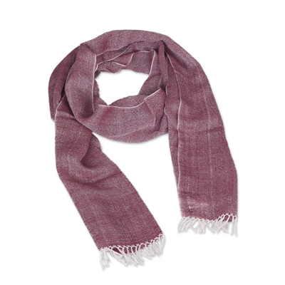 100% Baby Alpaca Scarf in Wine and Eggshell from Peru - Andean Winery ...