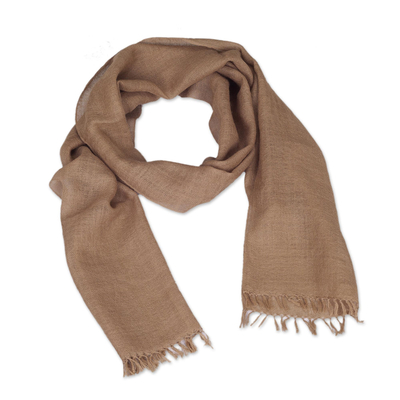 Artisan Crafted 100% Baby Alpaca Scarf in Tan from Peru