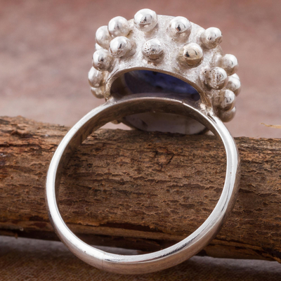 Sodalite cocktail ring, 'Blue Urchin' - Sodalite and Sterling Silver Cocktail Ring from Peru