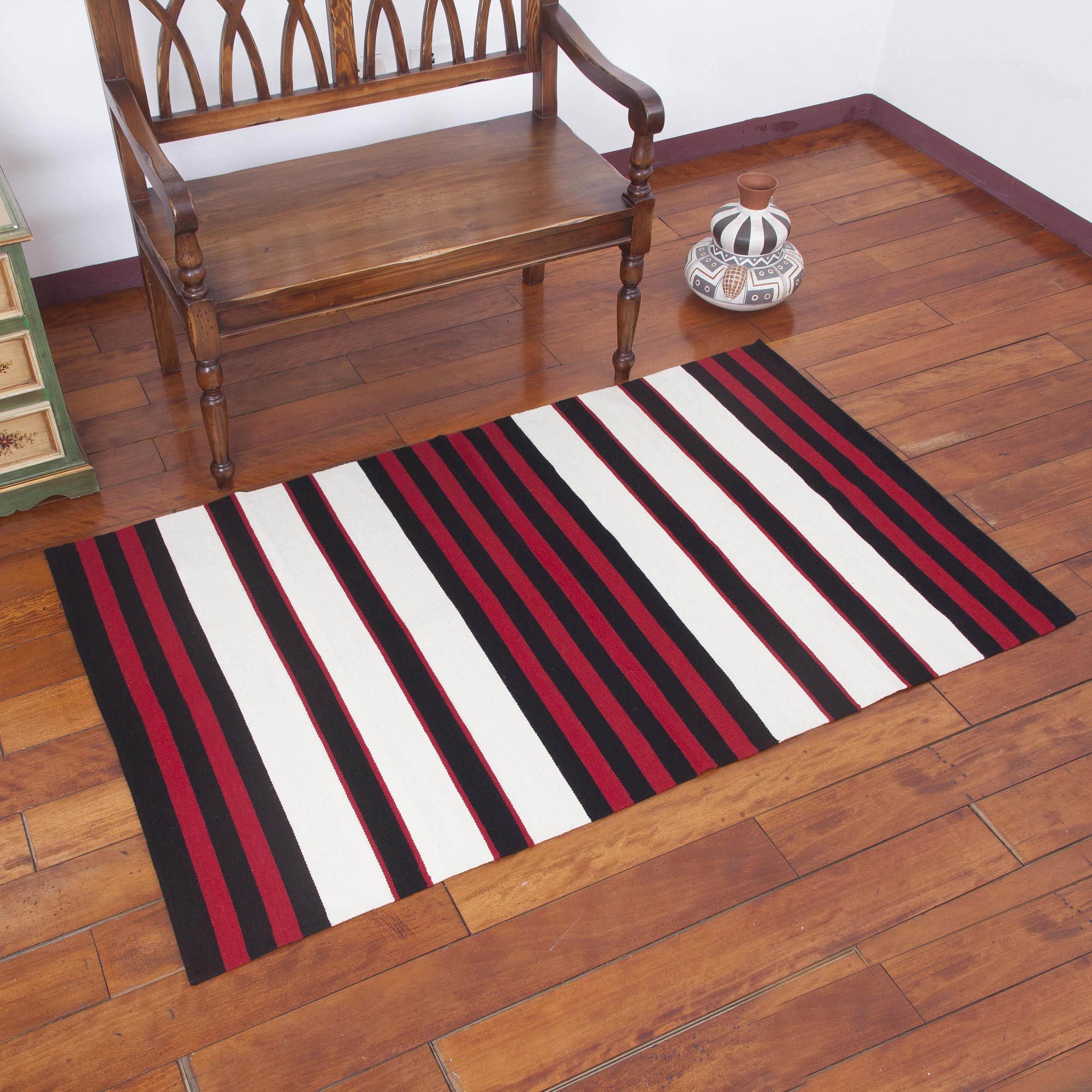 Striped 100 Wool Area Rug from Peru (3.5x5.5) Andean Hearth NOVICA