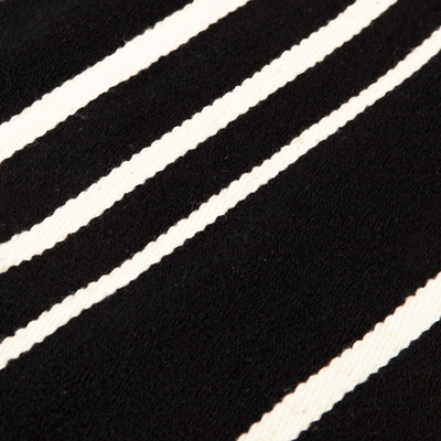 Wollteppich, (3,5x5,5) - Schwarz-weiß gestreifter Teppich aus Peru (3,5x5,5)