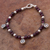 Garnet beaded bracelet, 'Dramatic Crimson' - Garnet and 925 Sterling Silver Beaded Bracelet from Peru (image 2) thumbail