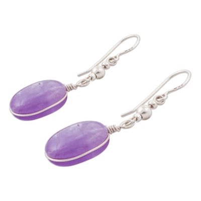 Amethyst dangle earrings, 'Forever Purple' - Amethyst and Sterling Silver Dangle Earrings from Peru