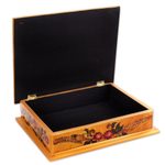 Reverse painted glass decorative box, 'Freedom Hummingbirds' - Hummingbird Reverse Painted Glass Decorative Box from Peru