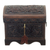 Cedar and leather decorative box, 'Andean Flight' - Cedar and Leather Floral Bird Decorative Box from Peru