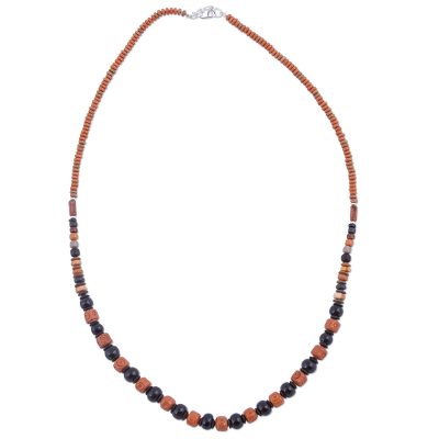925 Sterling Silver and Ceramic Beaded Necklace from Peru