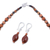 Ceramic jewelry set, 'Mountain Force' - Sterling Silver and Ceramic Brown Jewelry Set from Peru