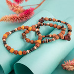 Tiger's eye and ceramic beaded bracelets, 'Andean Temples' (set of 3) - Set of 3 Tiger's Eye and Ceramic Beaded Bracelets from Peru
