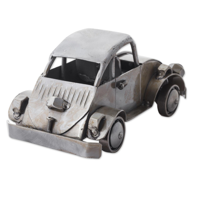 Recycled metal auto part sculpture, 'Beetle' - Recycled Metal Auto Part Car Sculpture from Peru
