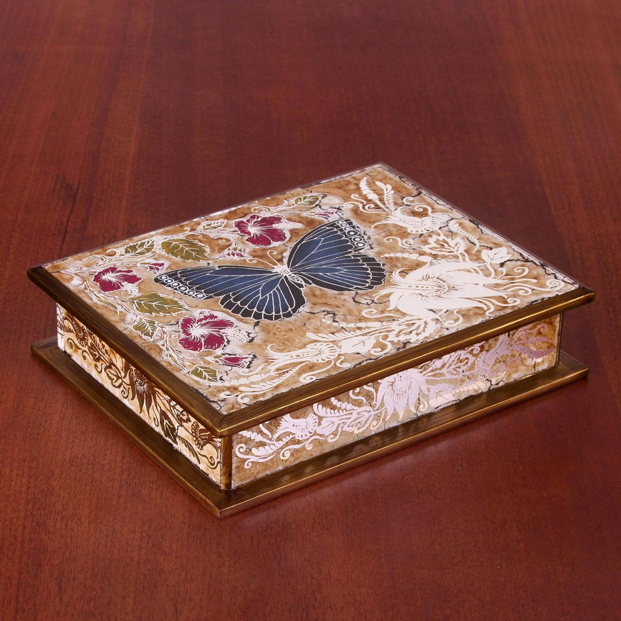 UNICEF Market | Hand-Painted Wood Butterfly Jewelry Box in Gold from ...