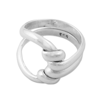 Sterling silver cocktail ring, 'Bonds of Love' - Sterling Silver Abstract Cocktail Ring by Peruvian Artisans