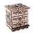 Reverse painted glass jewelry chest, 'Colonial Sunflower' - Reverse Painted Glass Jewelry Box in Off White from Peru thumbail