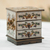 Reverse painted glass jewelry chest, 'Colonial Sunflower' - Reverse Painted Glass Jewelry Box in Off White from Peru (image 2b) thumbail