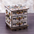 Reverse painted glass jewelry chest, 'Colonial Sunflower' - Reverse Painted Glass Jewelry Box in Off White from Peru (image 2d) thumbail
