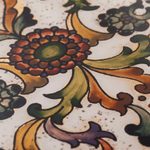 Reverse painted glass jewelry chest, 'Colonial Sunflower' - Reverse Painted Glass Jewelry Box in Off White from Peru