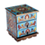 Reverse painted glass decorative chest, 'Joyous Blue Enchantment' - Blue Reverse Painted Glass Decorative Chest from Peru thumbail
