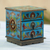 Reverse painted glass decorative chest, 'Joyous Blue Enchantment' - Blue Reverse Painted Glass Decorative Chest from Peru (image 2b) thumbail