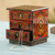 Reverse painted glass decorative chest, 'Joyous Red Enchantment' - Reverse Painted Glass Decorative Chest in Red from Peru (image 2) thumbail