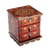 Reverse painted glass decorative chest, 'Joyous Red Enchantment' - Reverse Painted Glass Decorative Chest in Red from Peru thumbail