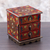 Reverse painted glass decorative chest, 'Joyous Red Enchantment' - Reverse Painted Glass Decorative Chest in Red from Peru (image 2d) thumbail