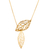 Gold plated sterling silver lariat necklace, 'Freedom of the Wind' - 18k Gold Plated Sterling Silver Leaf Necklace from Peru (image 2b) thumbail