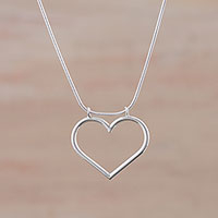 Sterling silver pendant necklace, 'Sweet Sensation' - Sterling Silver Heart Pendant Necklace from Peru