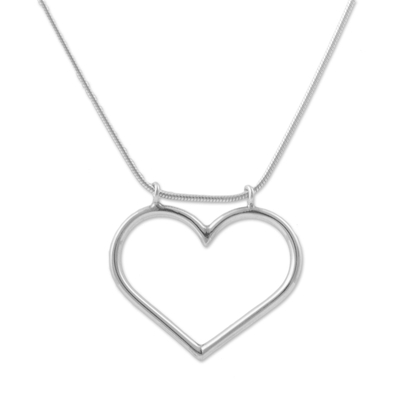 Sterling Silver Heart Pendant Necklace from Peru
