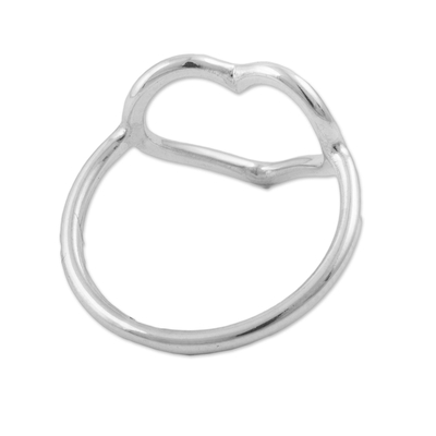 Silver cocktail ring, 'Sweet Promise' - Silver 950 Heart Shaped Cocktail Ring from Peru