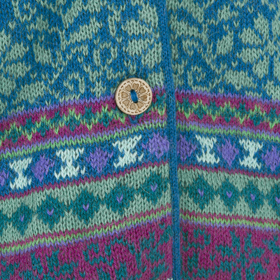 100% alpaca cardigan, 'Spirit of the Andes' - Soft Alpaca Button Up Cardigan Sweater from Peru