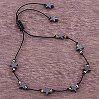 Featured review for Gold accent hematite station bracelet, Star Encounter
