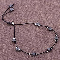 Featured review for Silver accent hematite station bracelet, Star Encounter