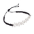 Sterling silver pendant bracelet, 'Flowery Moments' - Peruvian Sterling Silver Floral Bracelet on Black Cord