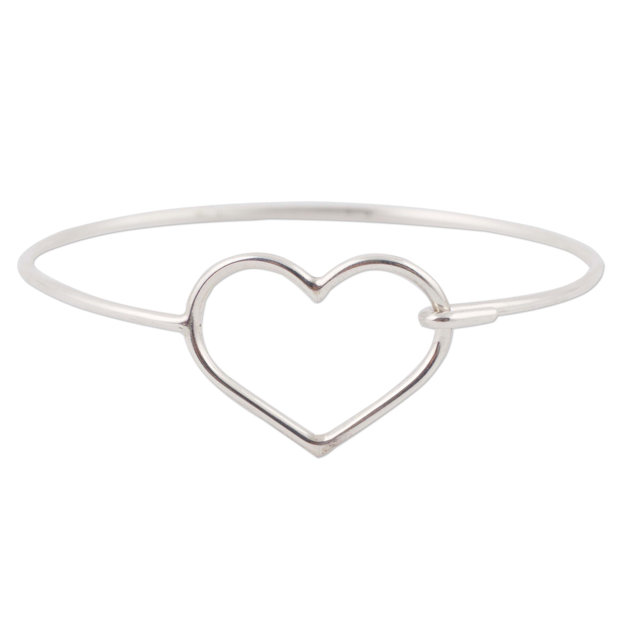 925 Sterling Silver Heart Bangle Bracelet from Peru - Whispers of the ...